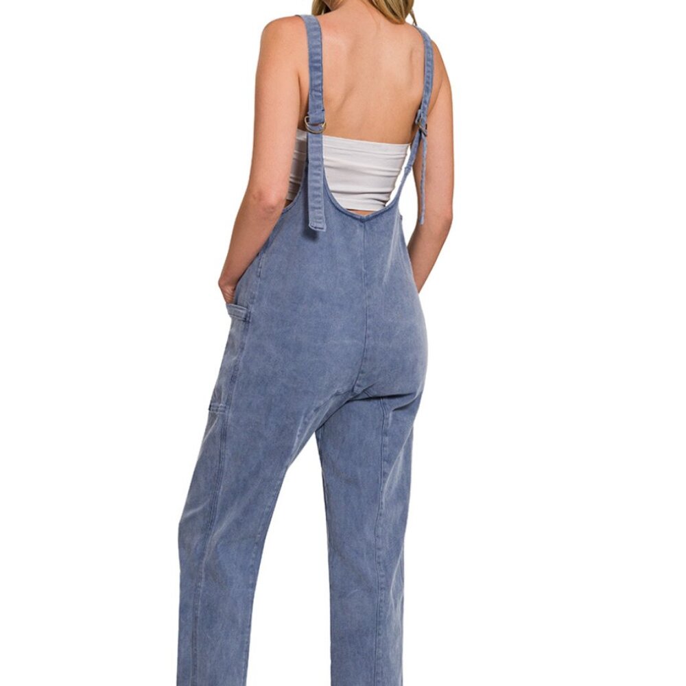 OVERALLS ADJUSTABLE STRAP JUMPSUIT WITH POCKETS | Blackberry